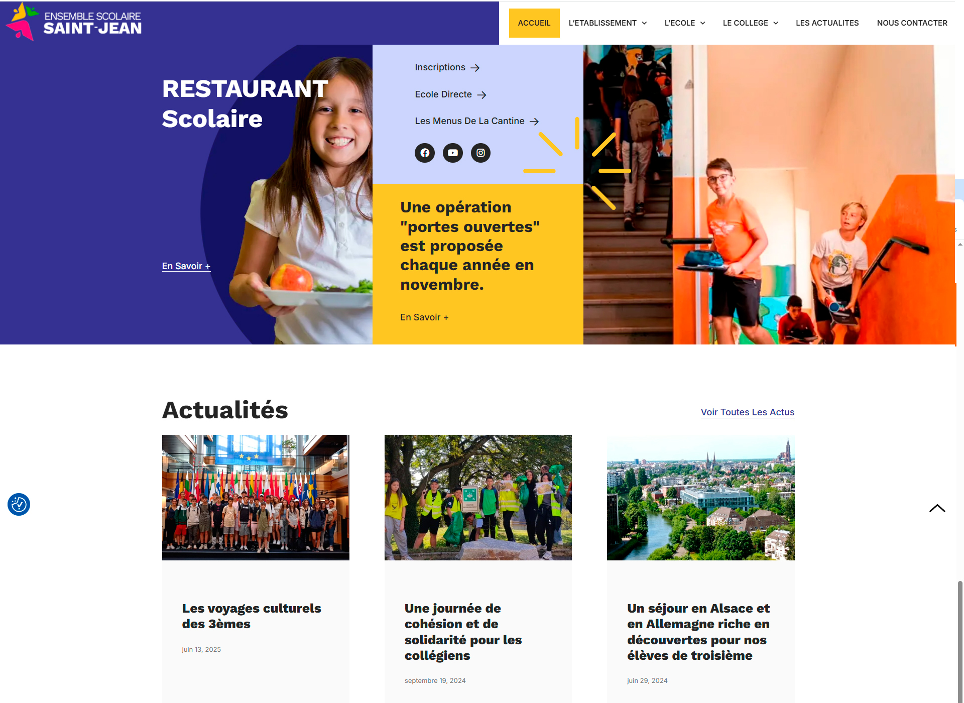 Ensemble scolaire Saint‑Jean — capture homepage