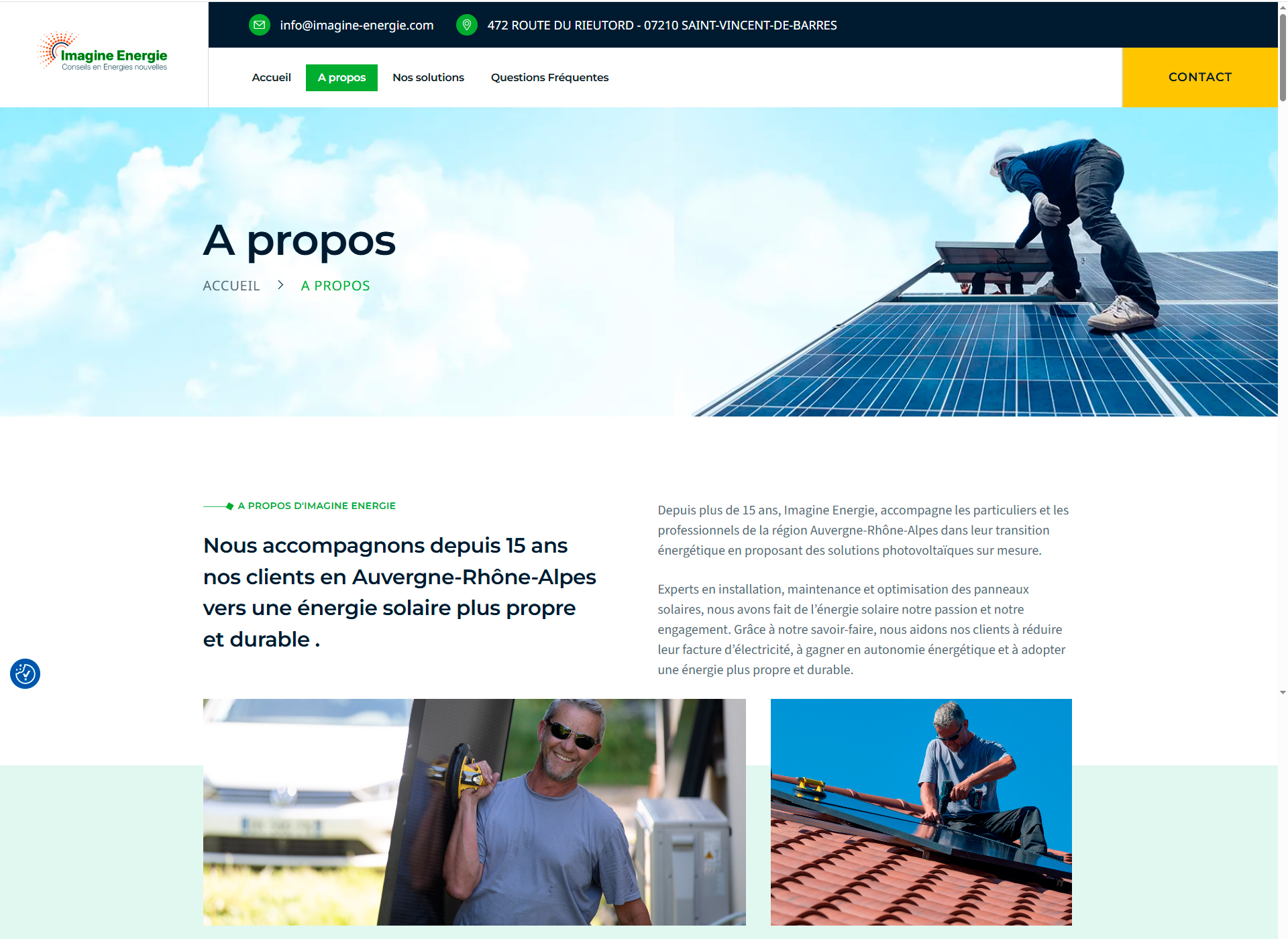 Imagine Énergie — capture homepage